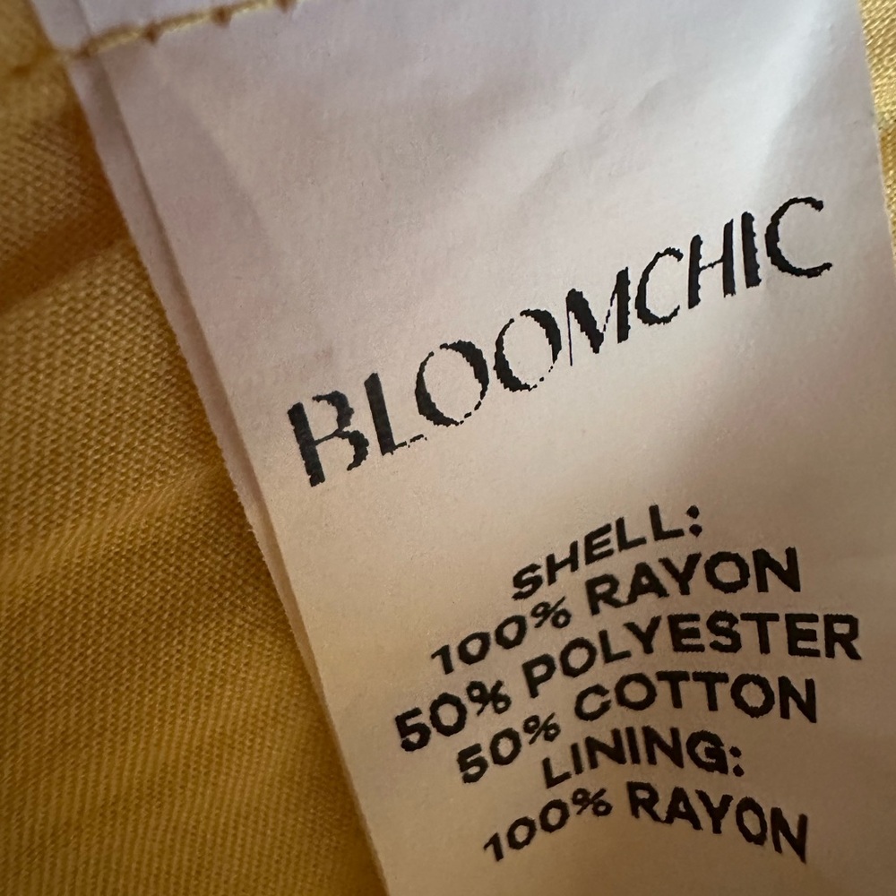 BloomChic Yellow Wrap Midi Dress with embroidered floral sleeves and hem - Picture 4 of 5
